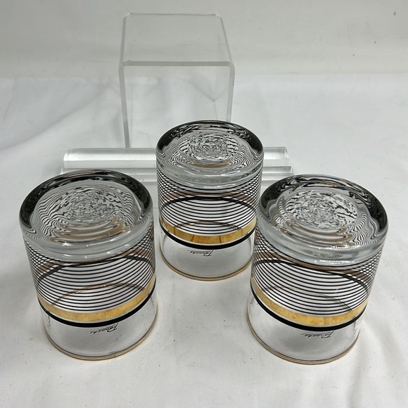 3 Panache Midcentury Culver Ltd. Black & 24-Karat Gold Striped Cocktail Glasses - Picture 2 of 2